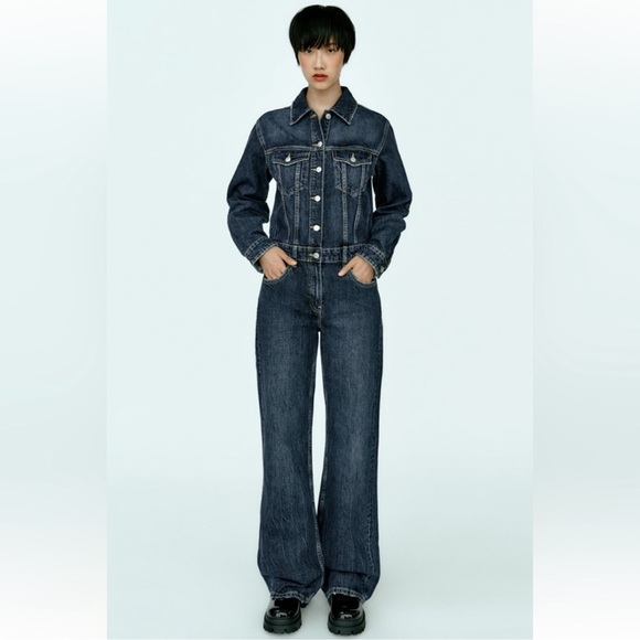 ZARA DENIM TRF JUMPSUIT Size Small NWT - Picture 1 of 12